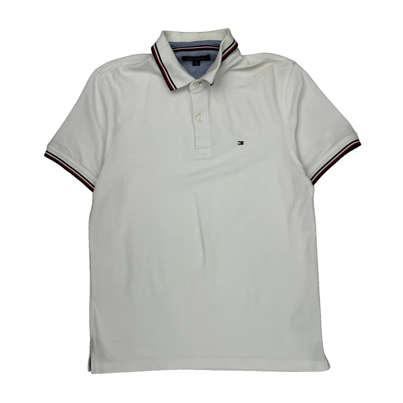Tommy Hilfiger Polo Shirt - Medium White Cotton