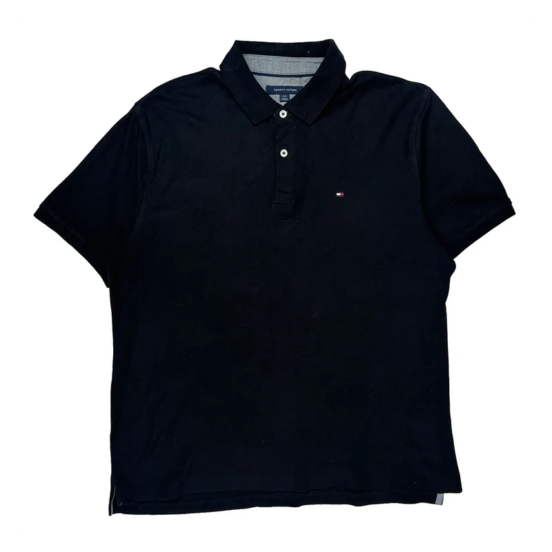Tommy Hilfiger Polo Shirt - Large Black Cotton