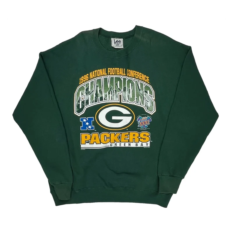 Green Bay Packers Lee Sport Football Sweatshirt - XL Green Cotton