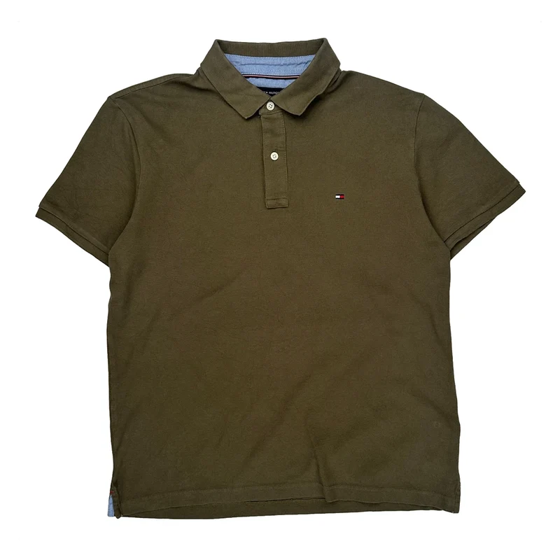 Tommy Hilfiger Polo Shirt - Large Brown Cotton