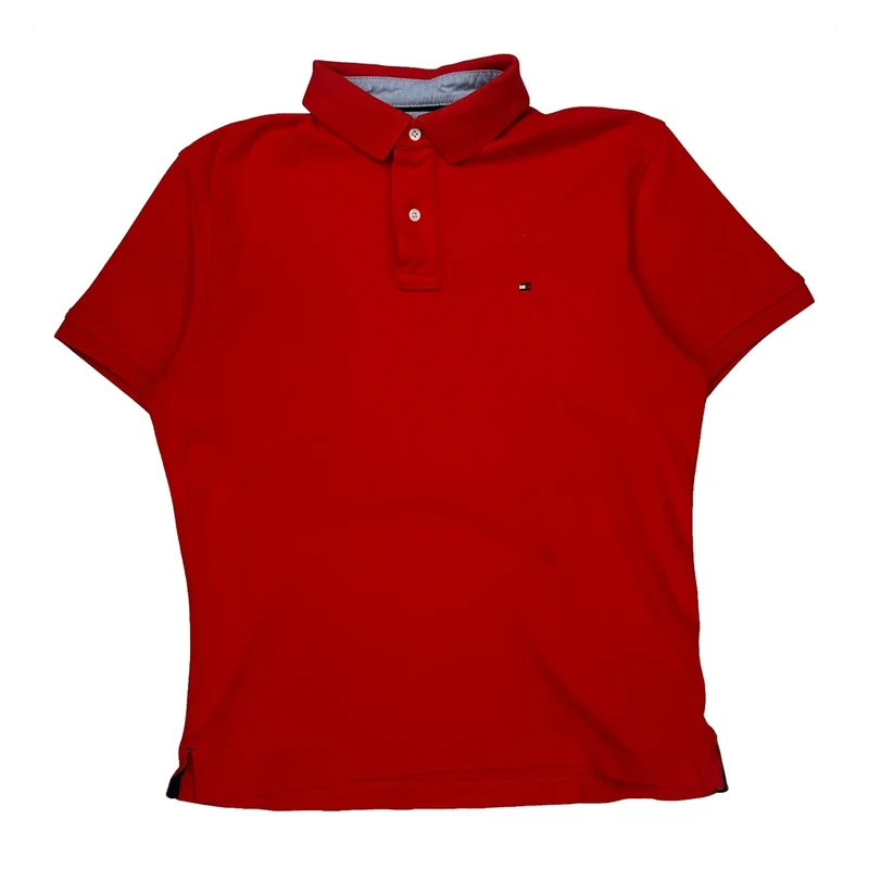 Tommy Hilfiger Polo Shirt - Large Red Cotton