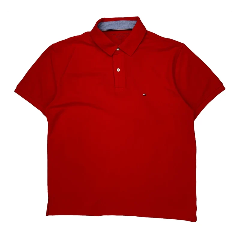 Tommy Hilfiger Polo Shirt - Large Red Cotton