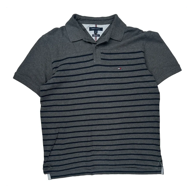 Tommy Hilfiger Polo Shirt - Large Gray Cotton