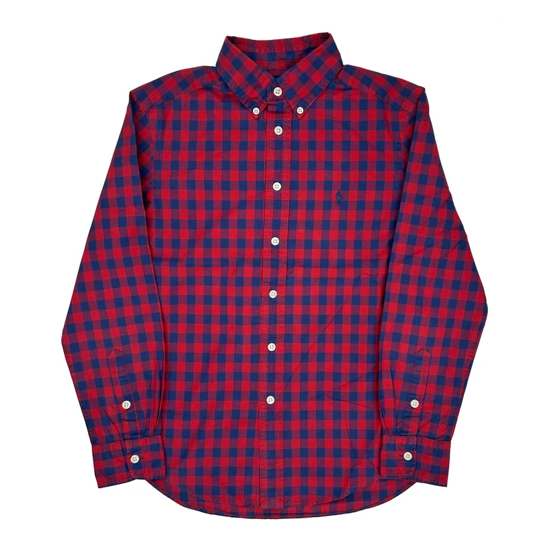 Age 10-12 Ralph Lauren Checked Shirt - Medium Red Cotton