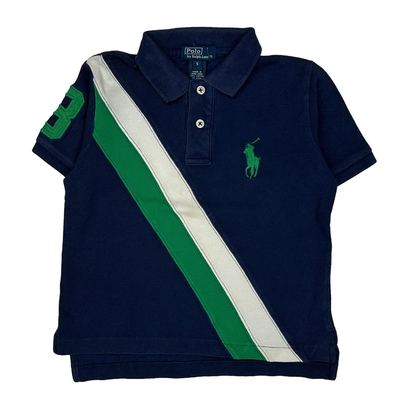 Age 5 Polo By Ralph Lauren Striped Polo Shirt - XS Navy Cotton