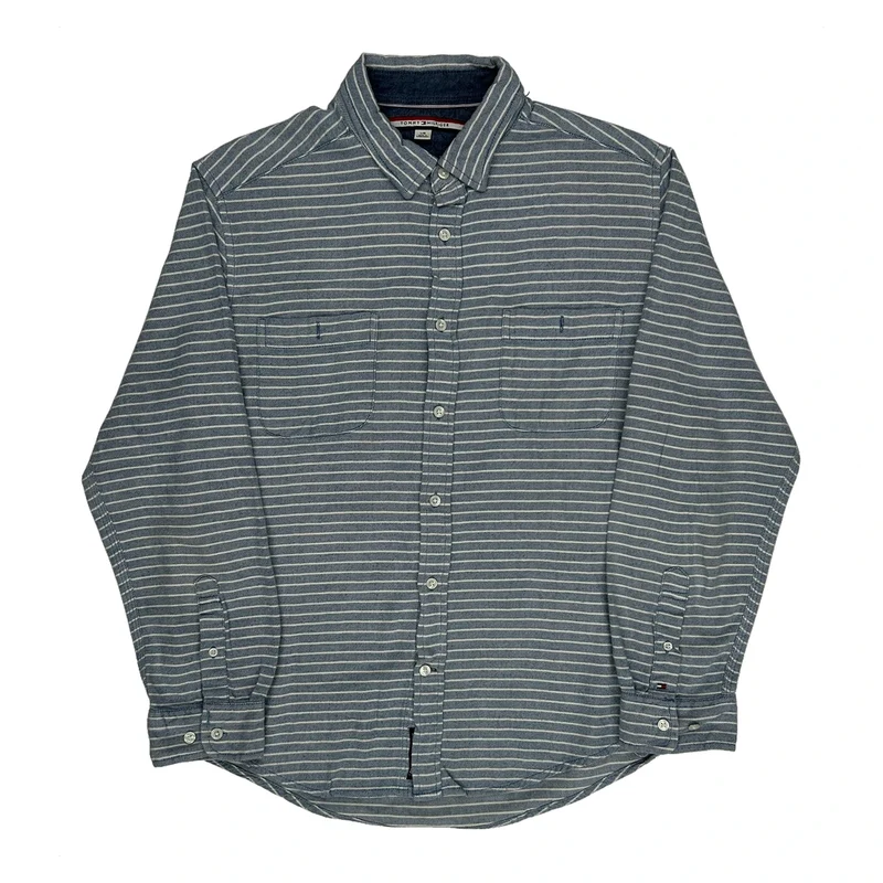 Tommy Hilfiger Striped Shirt - Large Blue Cotton