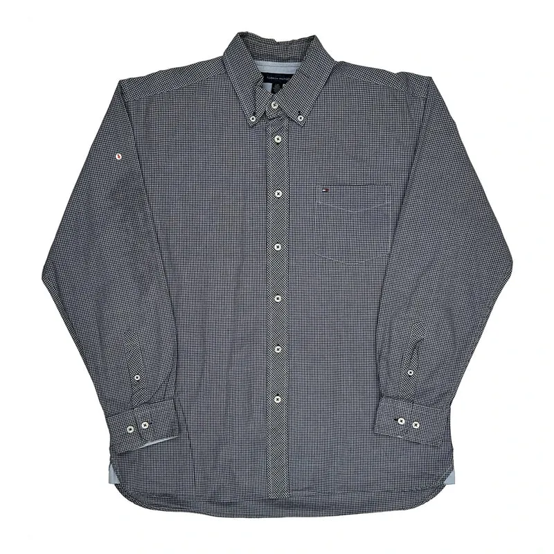 Tommy Hilfiger Checked Shirt - Large Grey Cotton