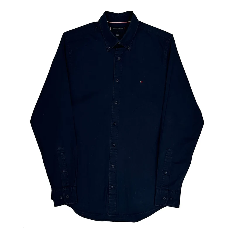 Tommy Hilfiger Slim Fit Shirt - Small Navy Cotton