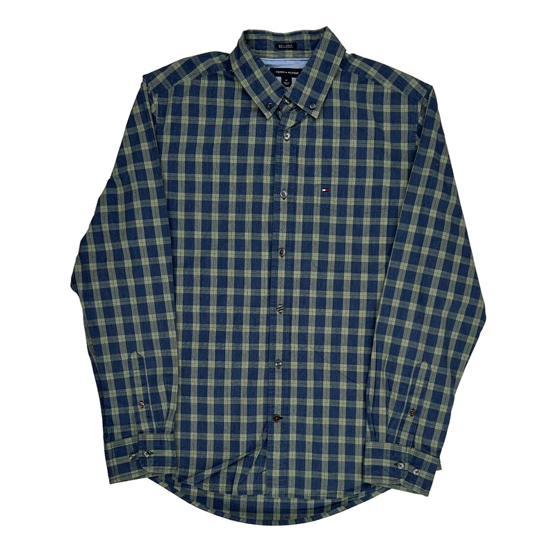 Tommy Hilfiger Checked Shirt - Medium Blue Cotton