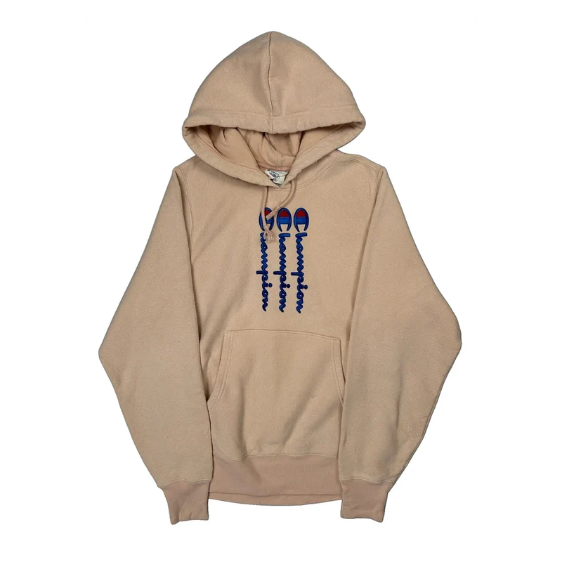 Reverse Weave Champion Hoodie - Small Beige Cotton Blend